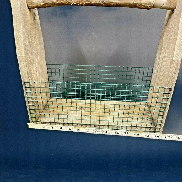 Primitive Rustic Wood and Metal Wire Storage Basket Farmhouse Barn Art